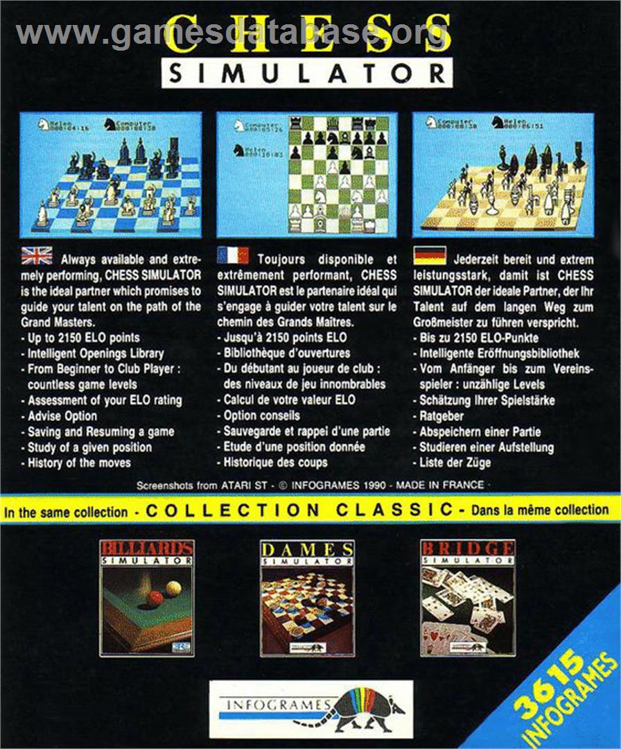 Chess Simulator - Atari ST - Artwork - Box Back