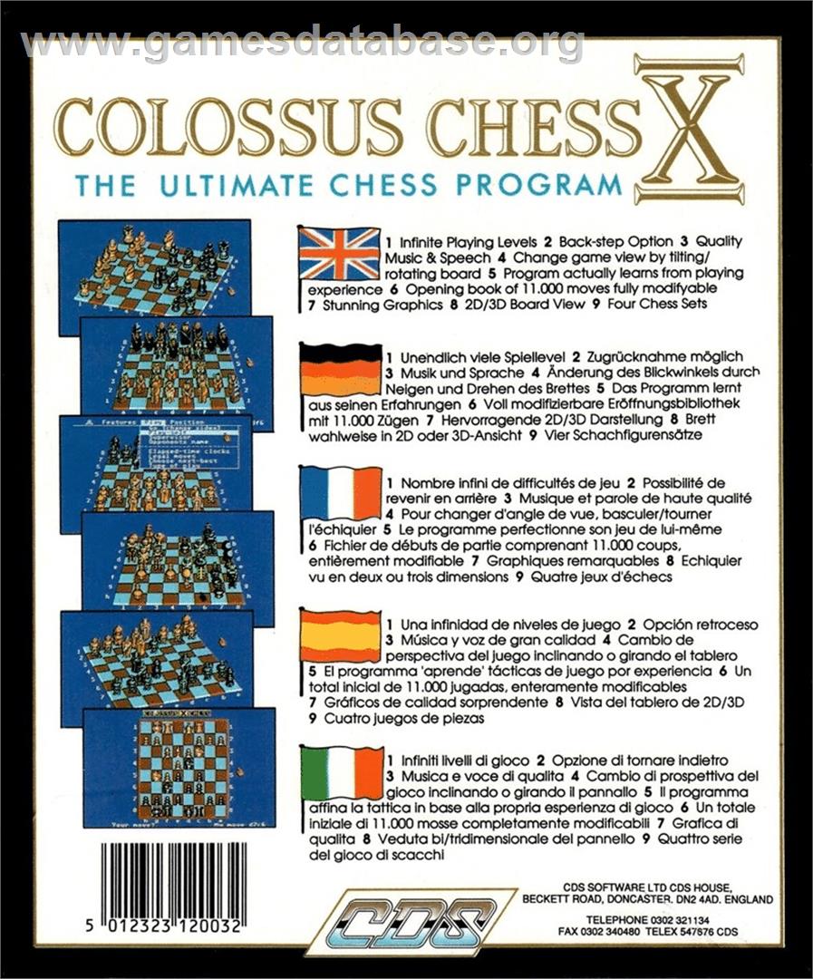 Colossus Chess X - Atari ST - Artwork - Box Back
