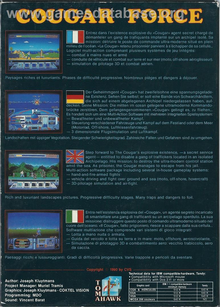 Cougar Force - Atari ST - Artwork - Box Back