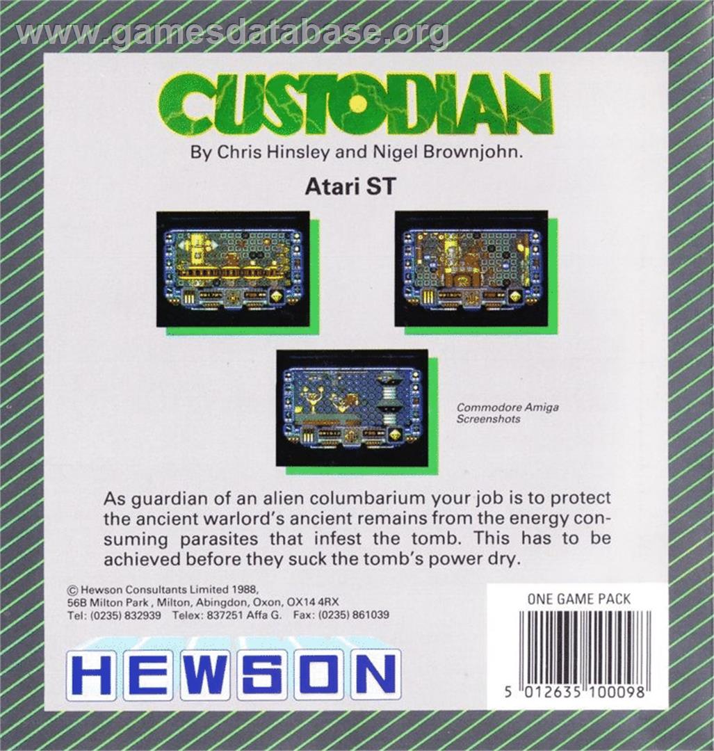 Custodian - Atari ST - Artwork - Box Back
