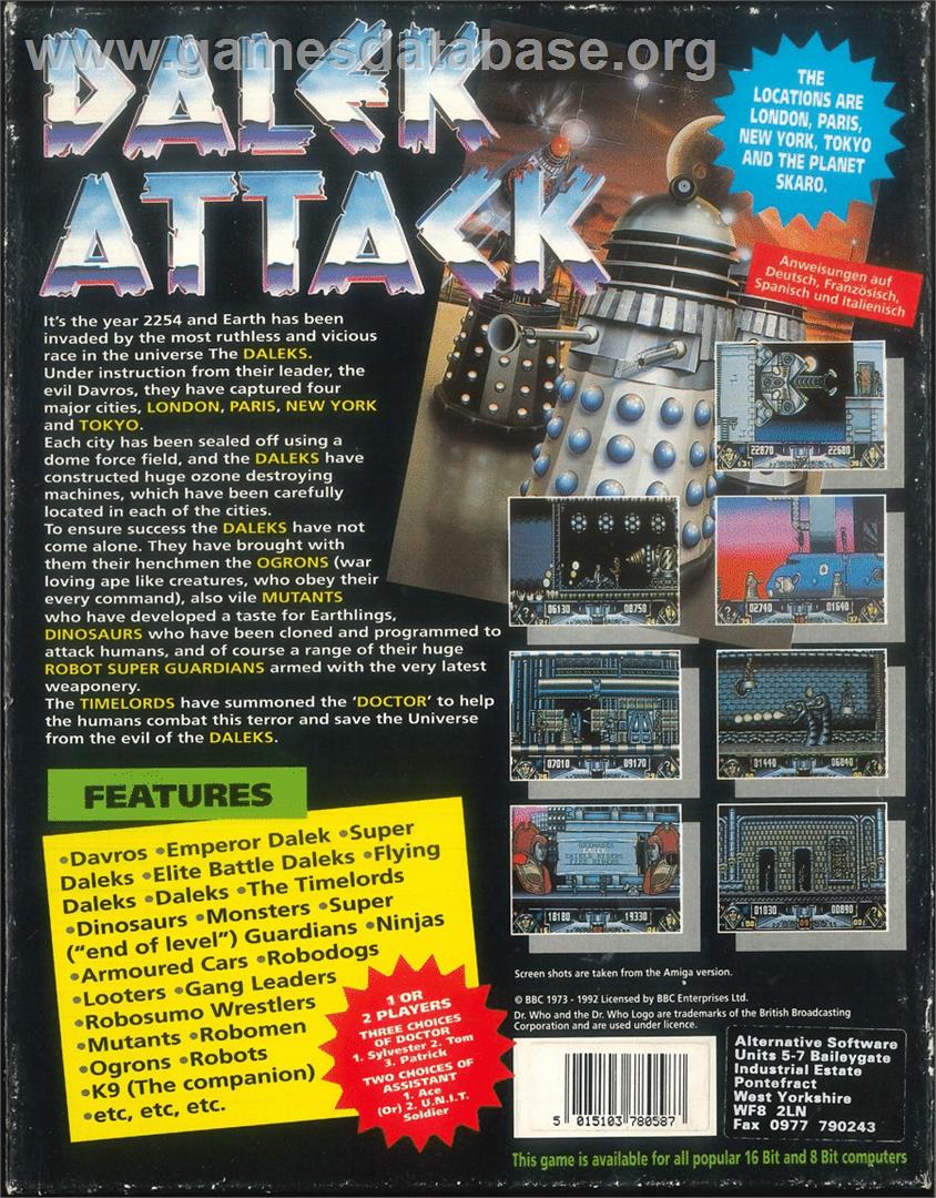 Dalek Attack - Atari ST - Artwork - Box Back