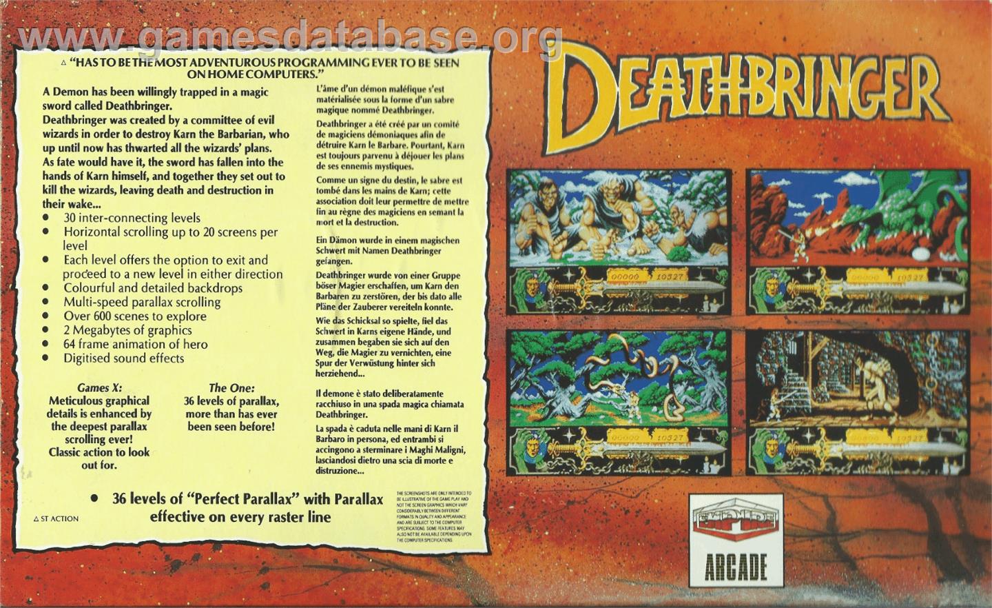 Deathbringer - Atari ST - Artwork - Box Back