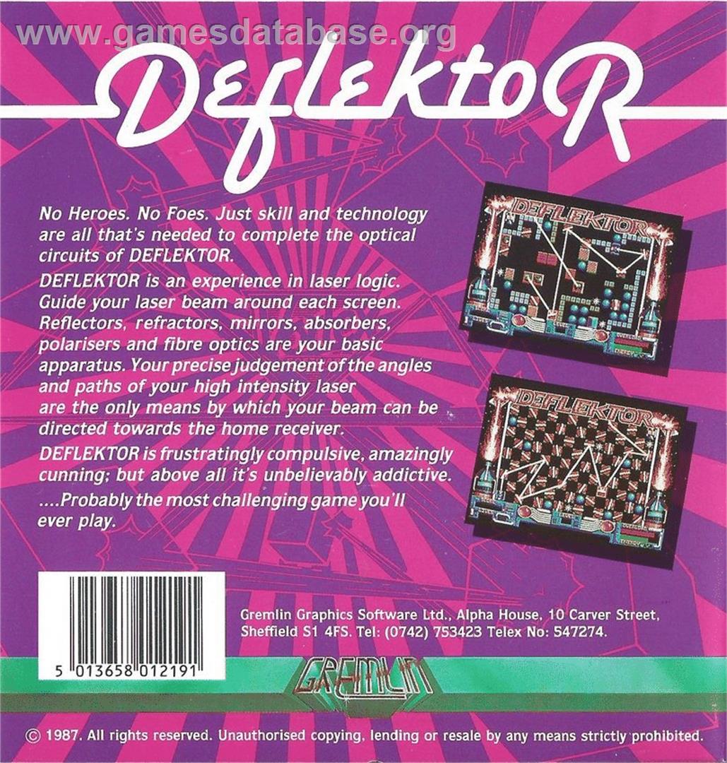 Deflektor - Atari ST - Artwork - Box Back