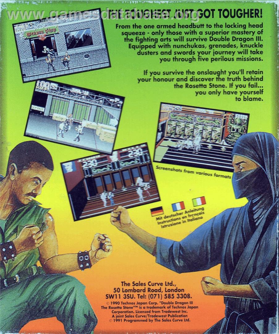 Double Dragon 3 - The Rosetta Stone - Atari ST - Artwork - Box Back
