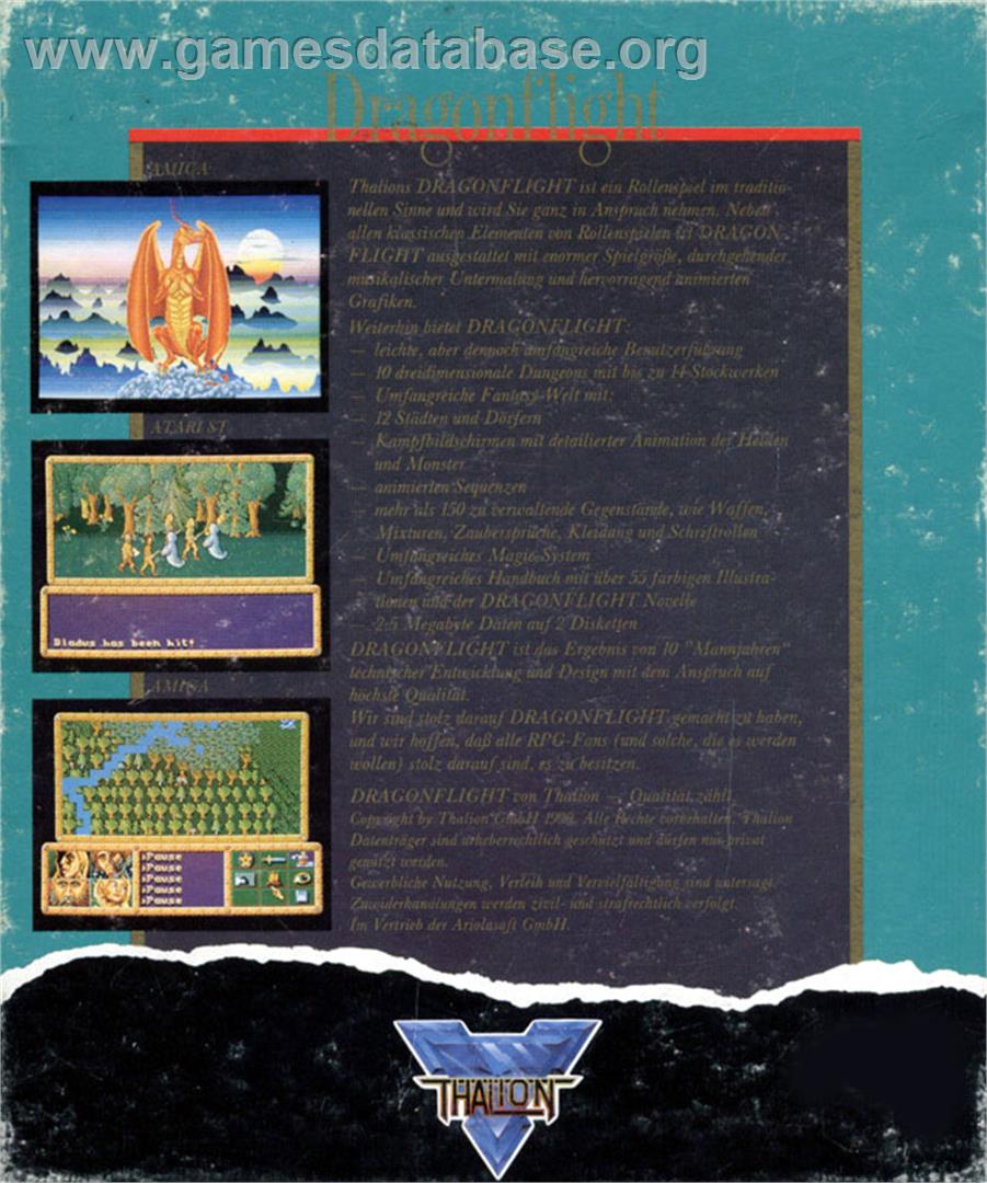 Dragonflight - Atari ST - Artwork - Box Back