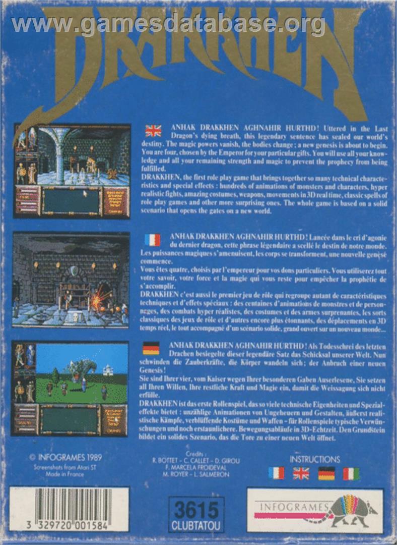 Drakkhen - Atari ST - Artwork - Box Back