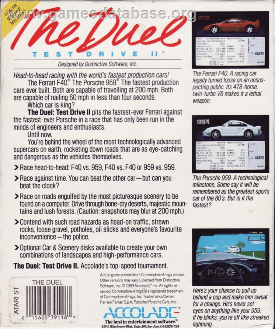 Duel, The - Test Drive 2 - Atari ST - Artwork - Box Back
