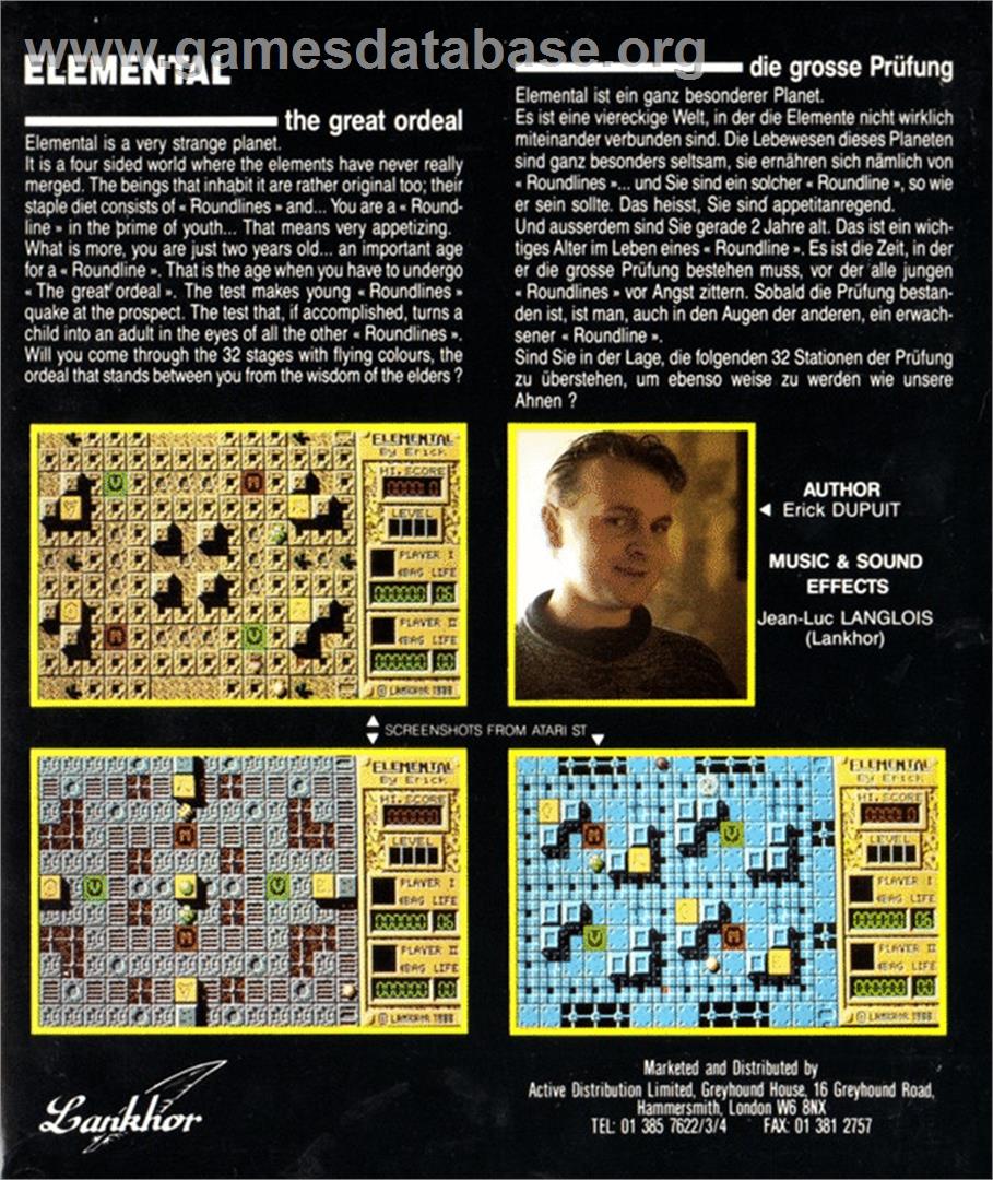Elemental - Atari ST - Artwork - Box Back