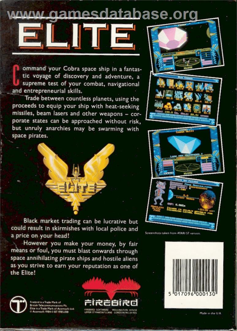 Elite - Atari ST - Artwork - Box Back