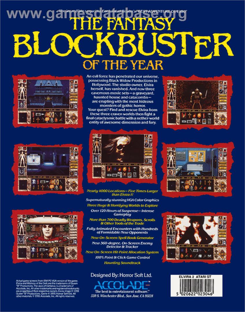 Elvira 2 - The Jaws Of Cerberus - Atari ST - Artwork - Box Back