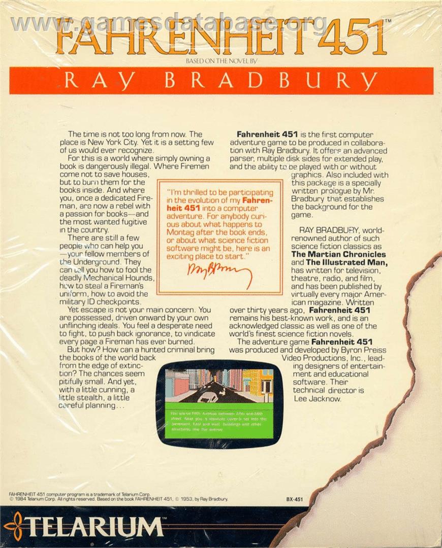 Fahrenheit 451 - Atari ST - Artwork - Box Back