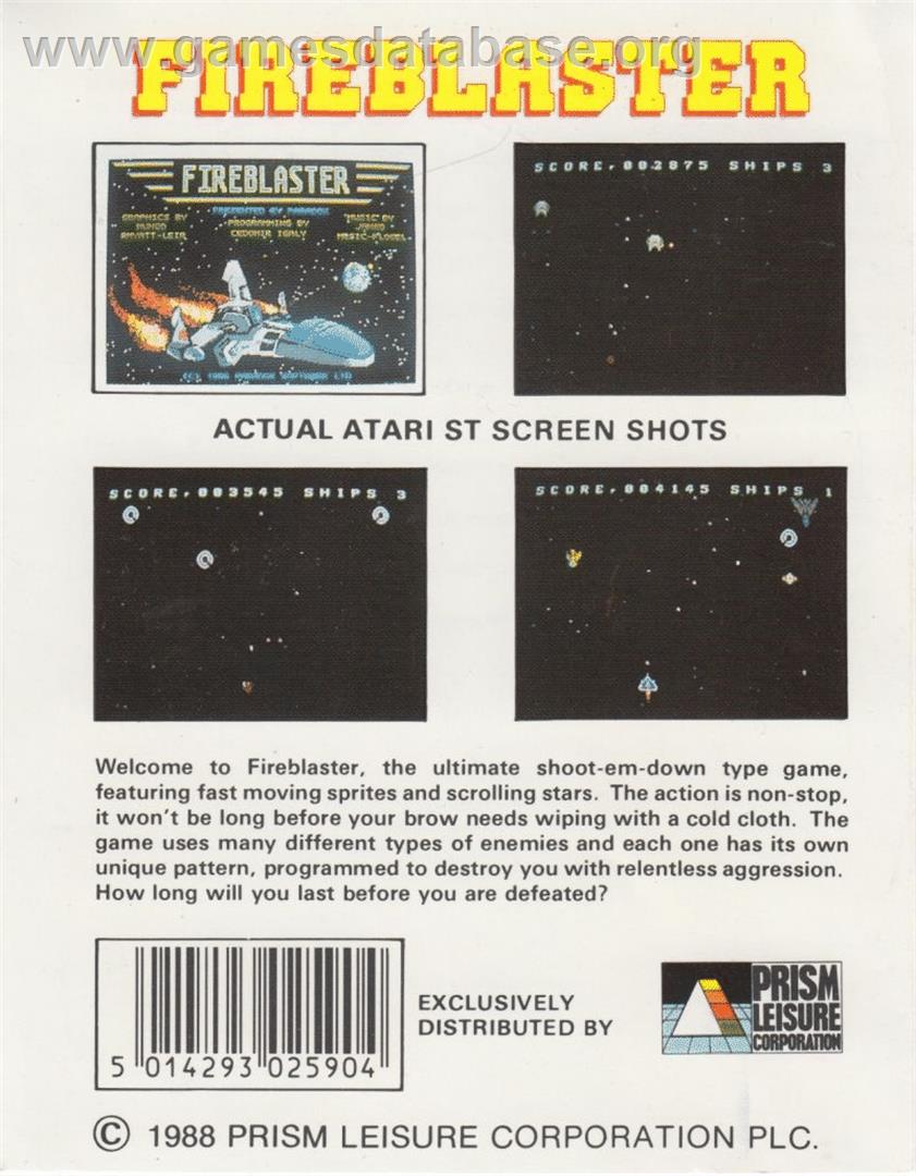 Fireblaster - Atari ST - Artwork - Box Back