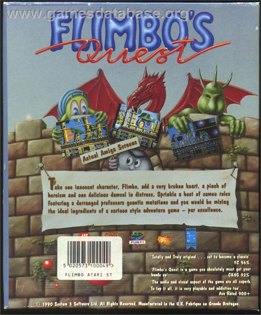 Flimbo's Quest - Atari ST - Artwork - Box Back
