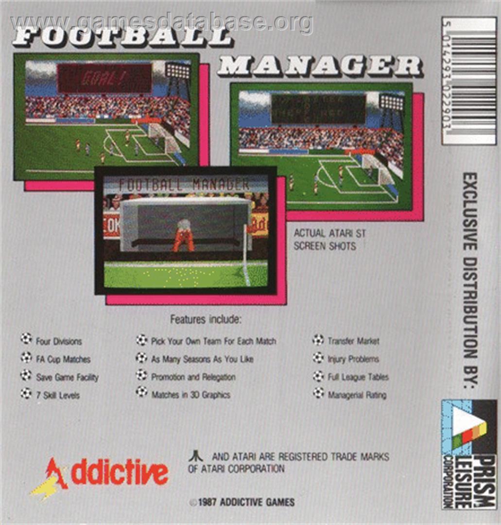 Football Manager - Atari ST - Artwork - Box Back