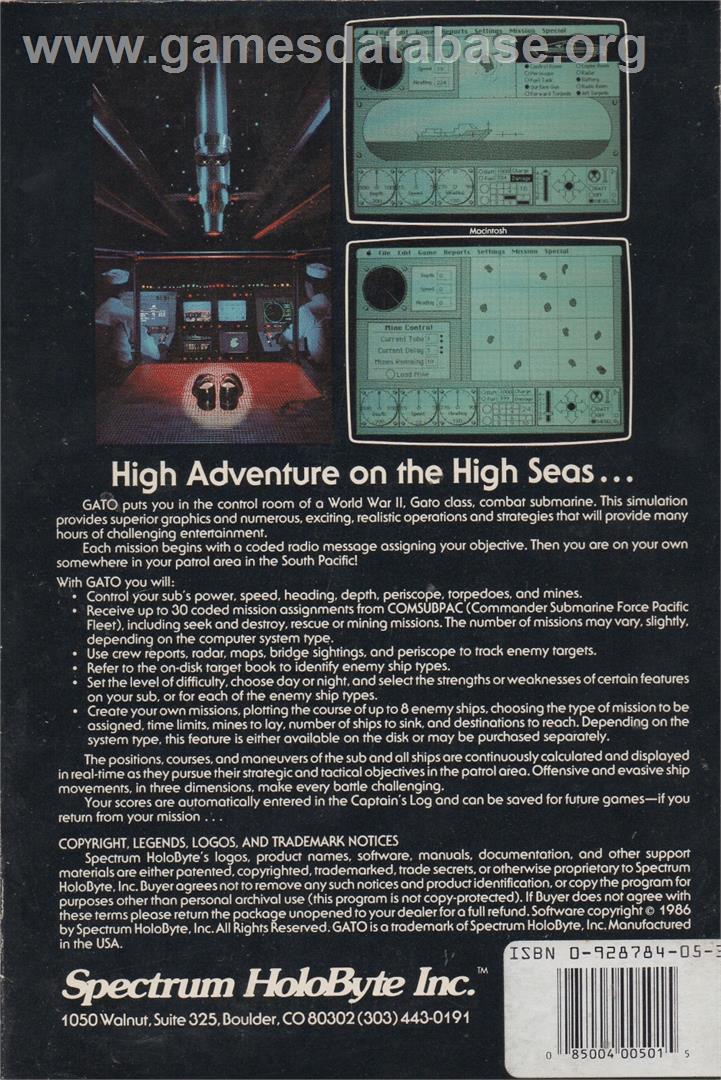 GATO - Atari ST - Artwork - Box Back