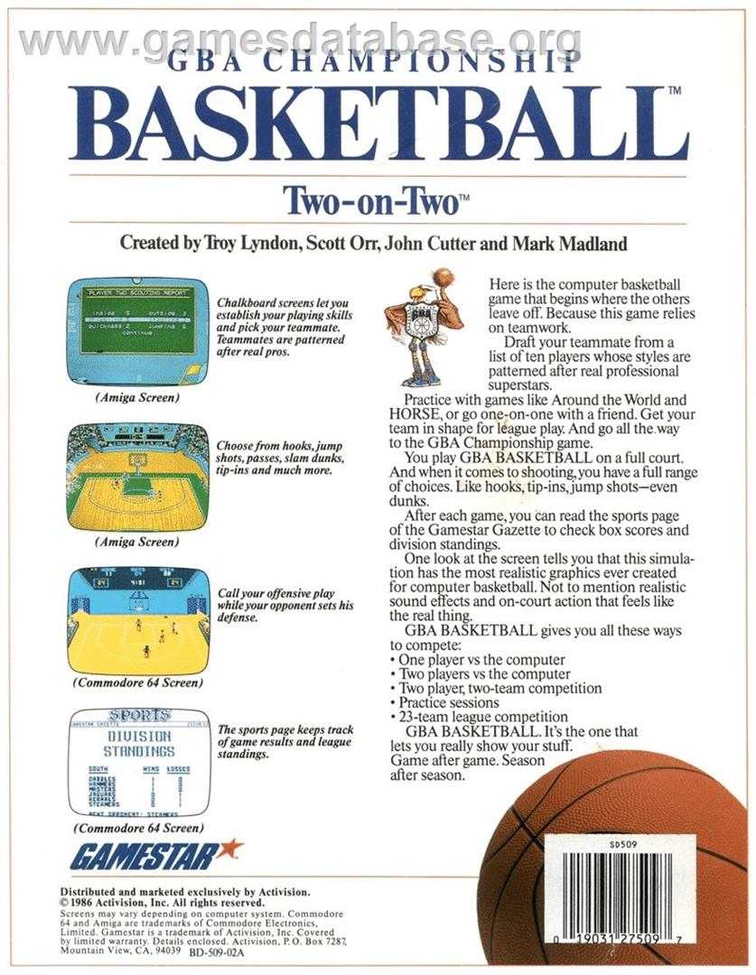 GBA Championship Basketball - Two-on-Two - Atari ST - Artwork - Box Back