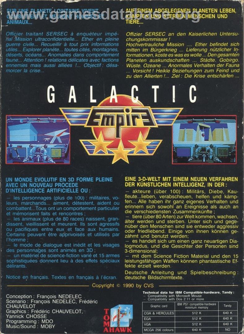 Galactic Empire - Atari ST - Artwork - Box Back