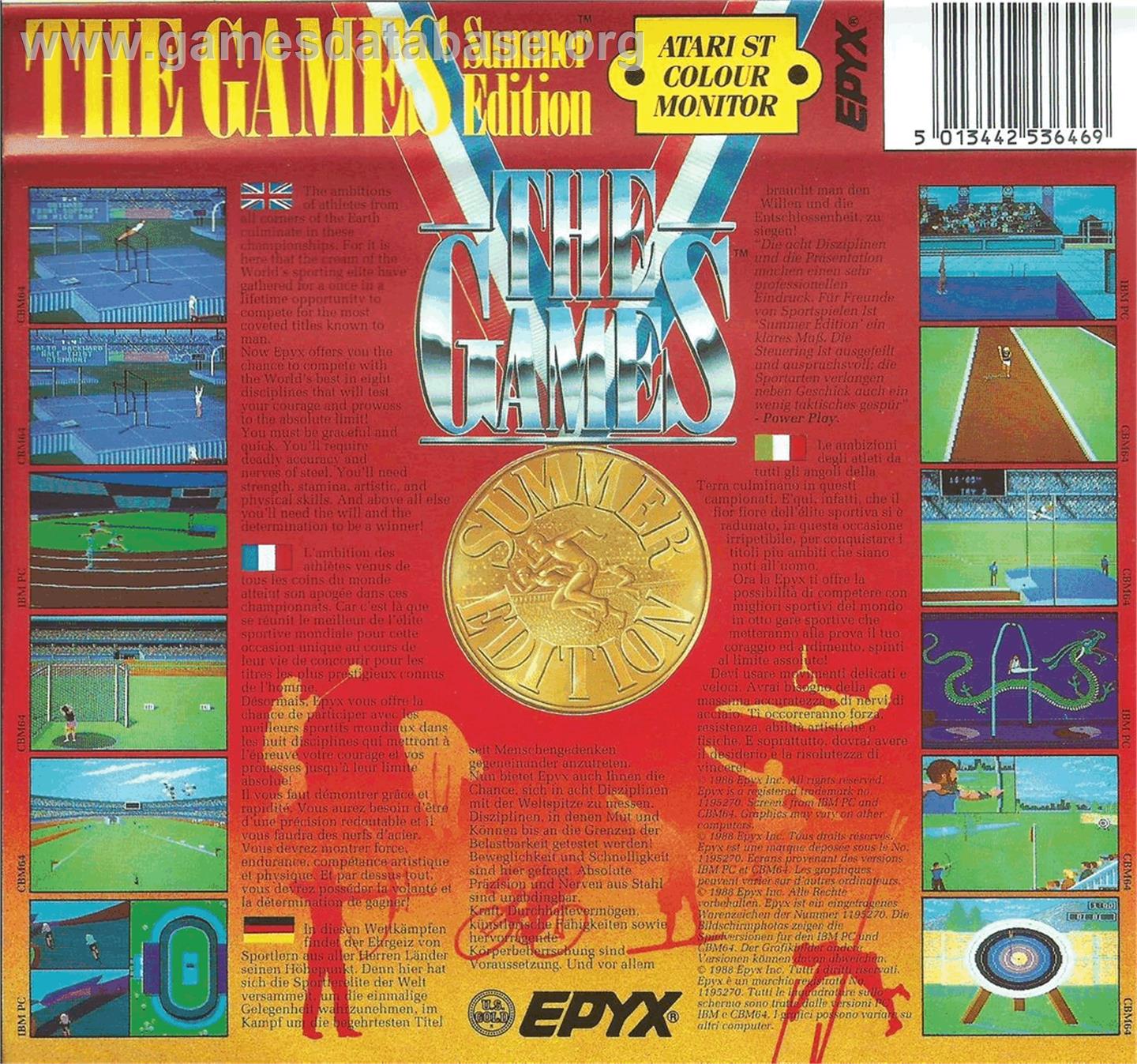 Games, The - Summer Edition - Atari ST - Artwork - Box Back
