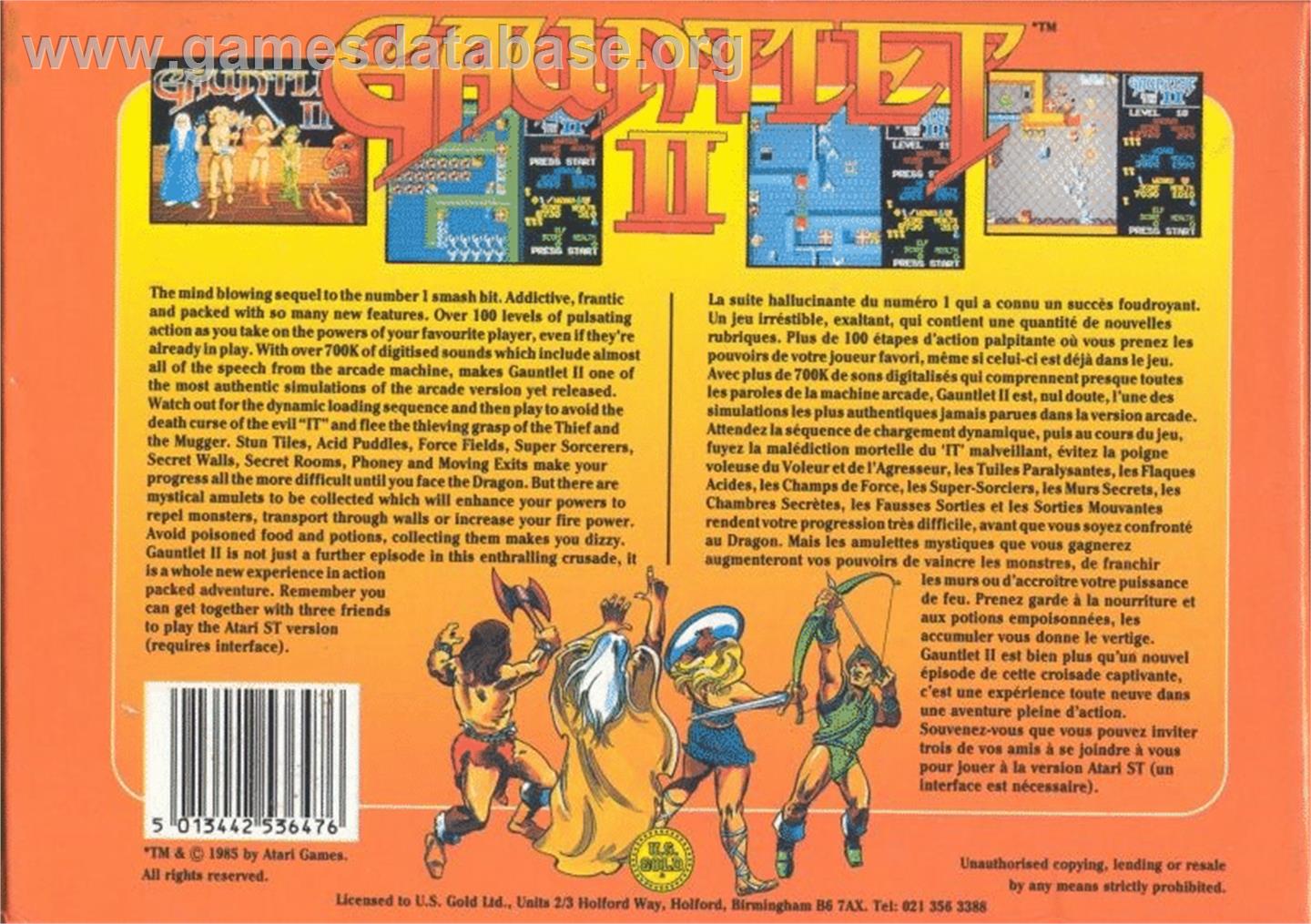 Gauntlet 2 - Atari ST - Artwork - Box Back