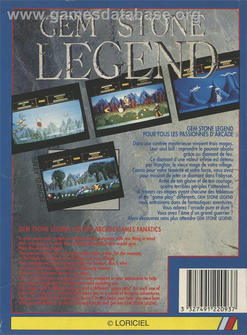 Gem Stone Legend - Atari ST - Artwork - Box Back