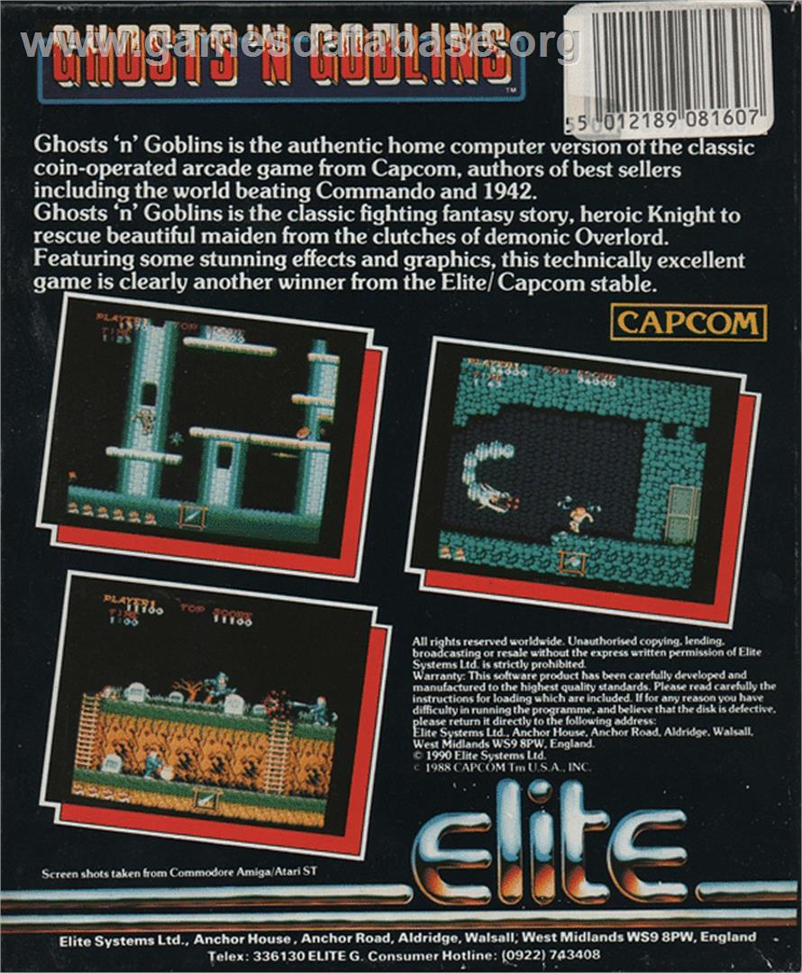 Ghosts 'n Goblins - Atari ST - Artwork - Box Back