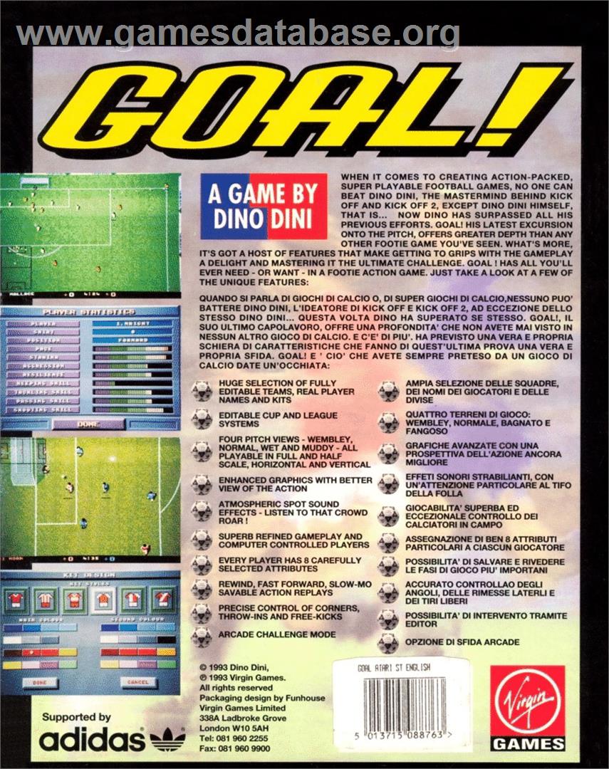 Goal! - Atari ST - Artwork - Box Back