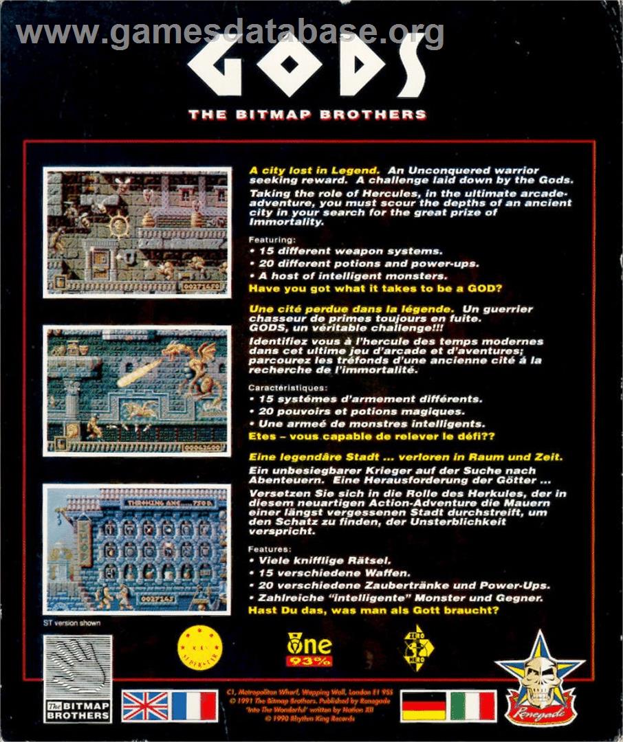 Gods - Atari ST - Artwork - Box Back