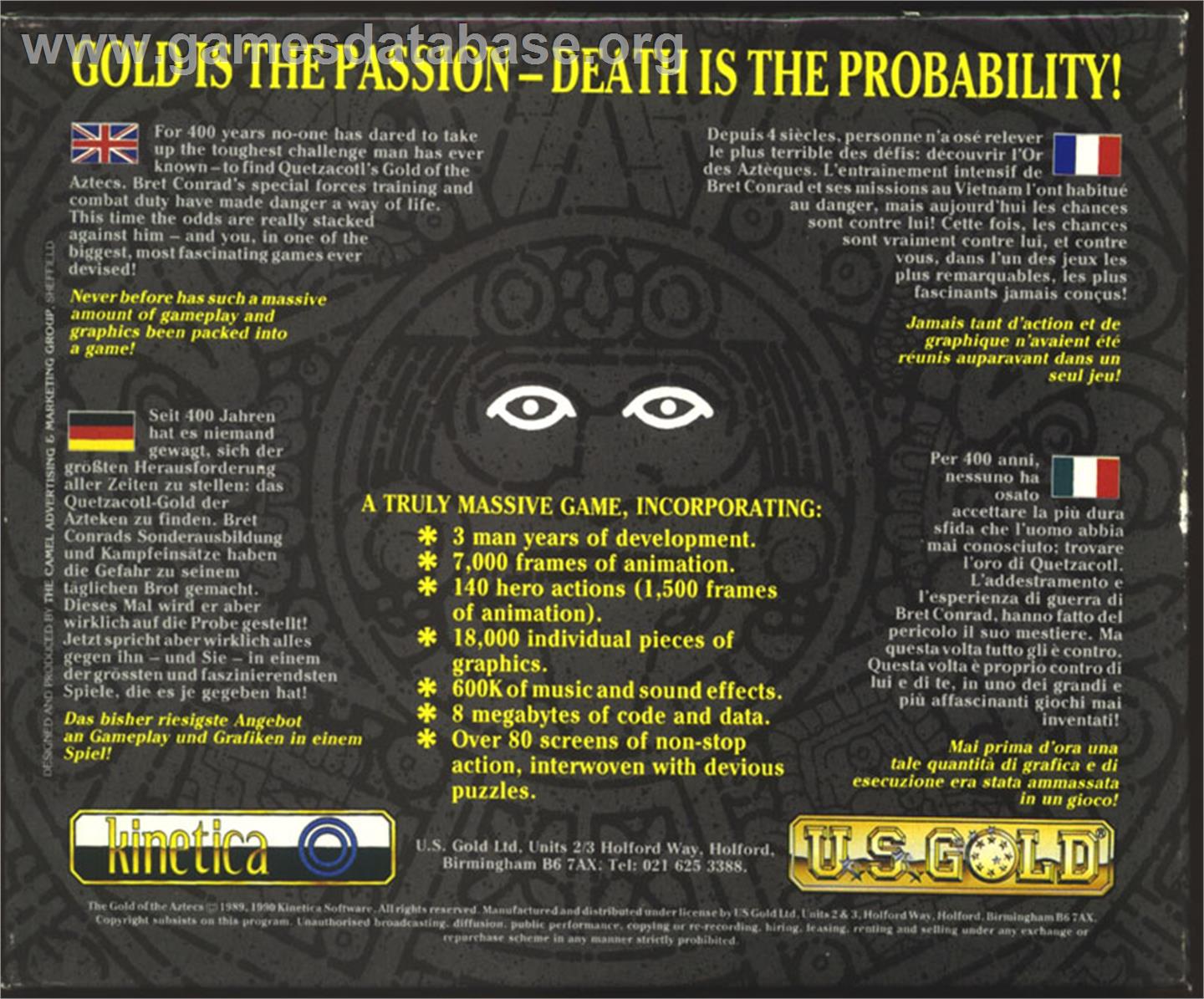 Gold of the Aztecs - Atari ST - Artwork - Box Back