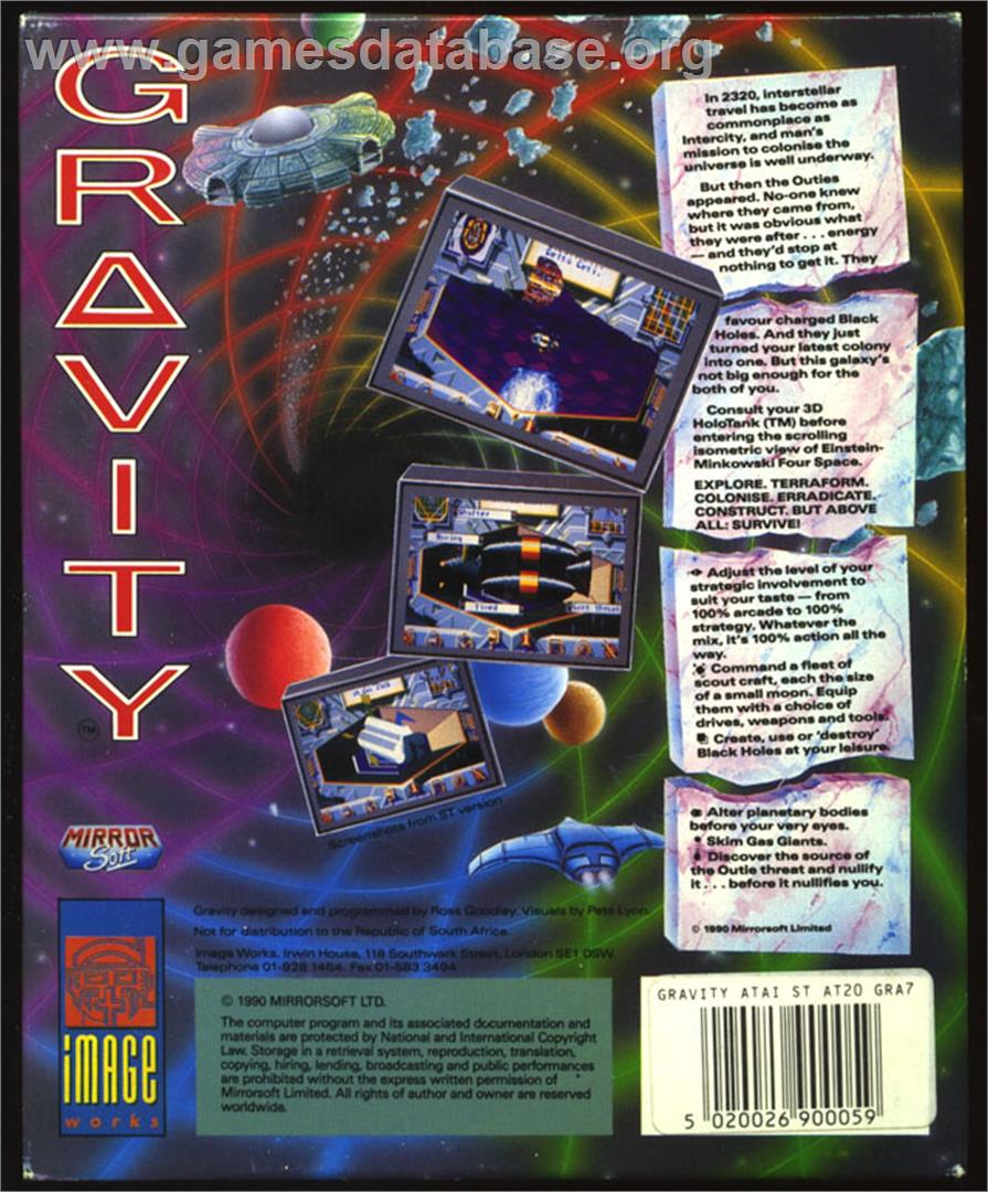 Gravity - Atari ST - Artwork - Box Back