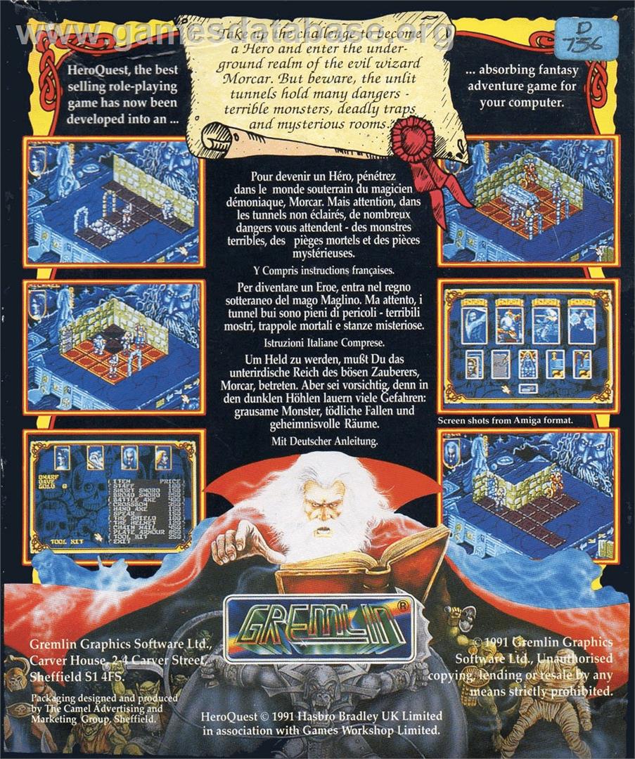 HeroQuest - Atari ST - Artwork - Box Back