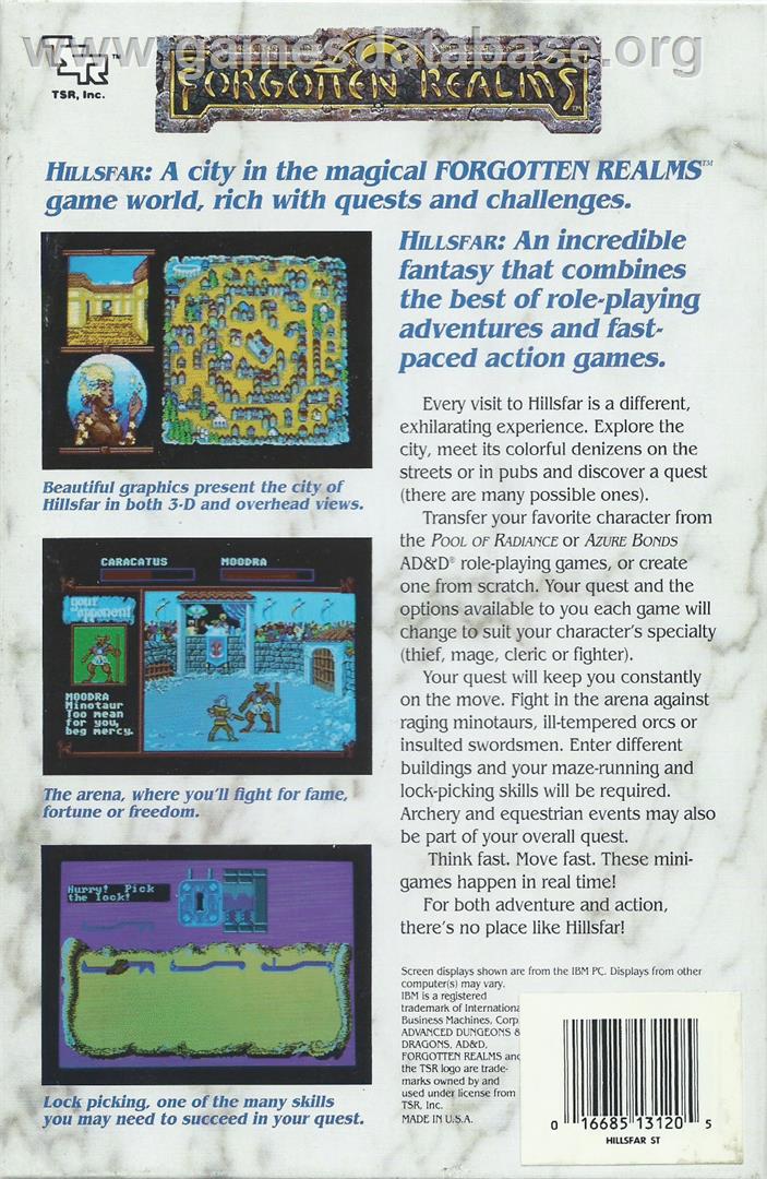 Hillsfar - Atari ST - Artwork - Box Back