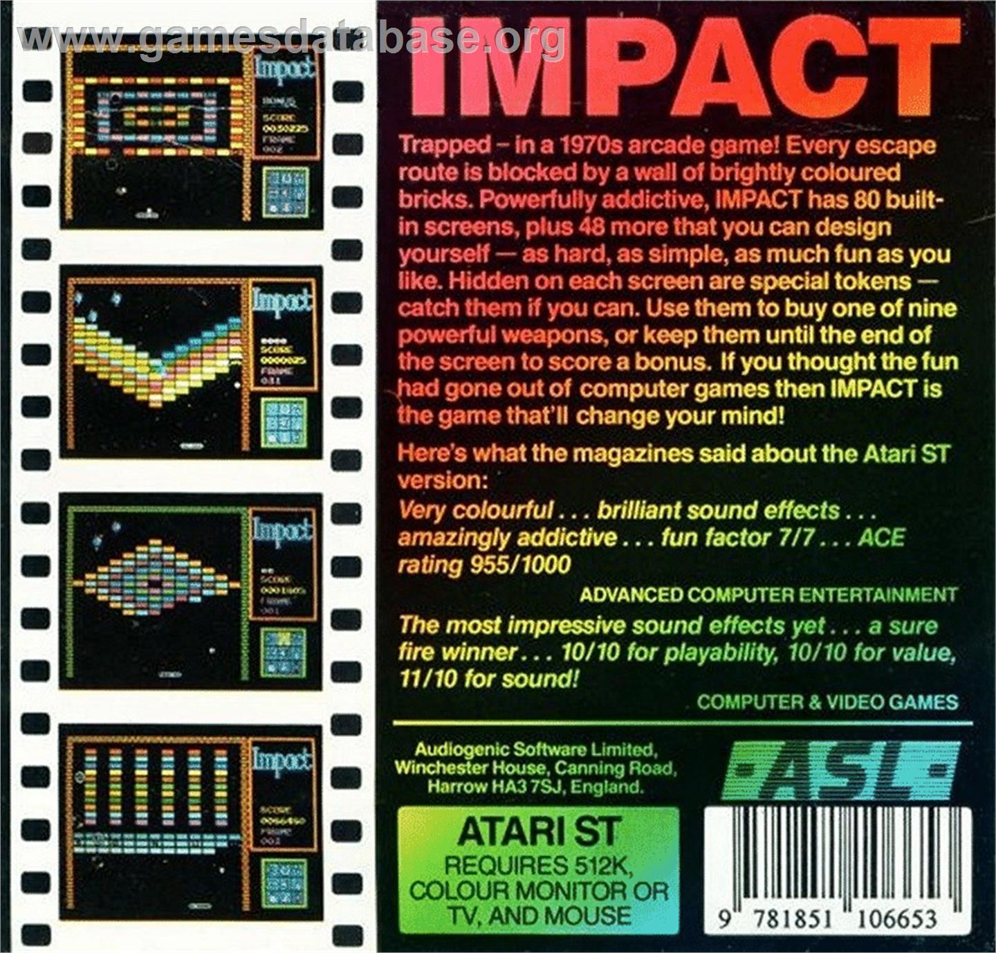 Impact - Atari ST - Artwork - Box Back