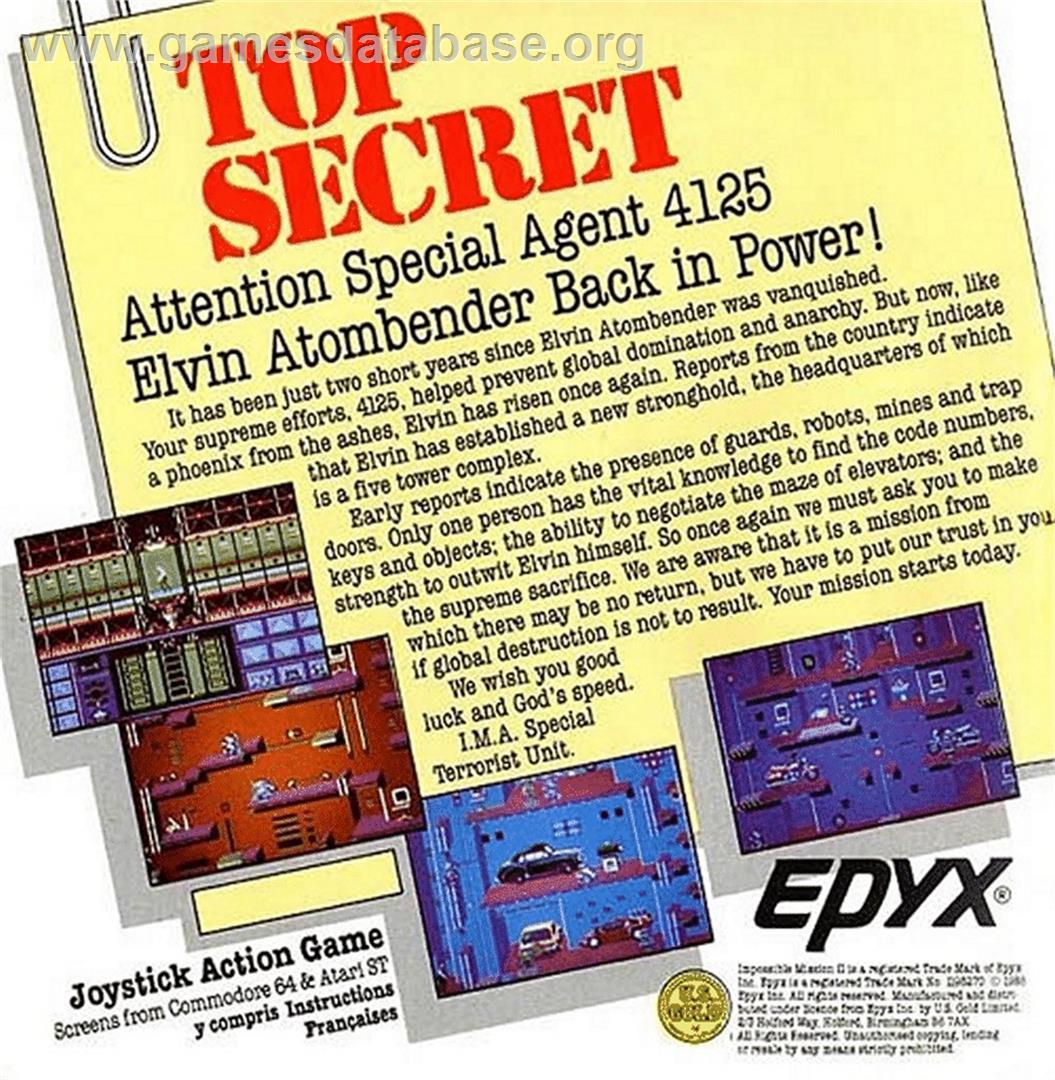 Impossible Mission 2 - Atari ST - Artwork - Box Back