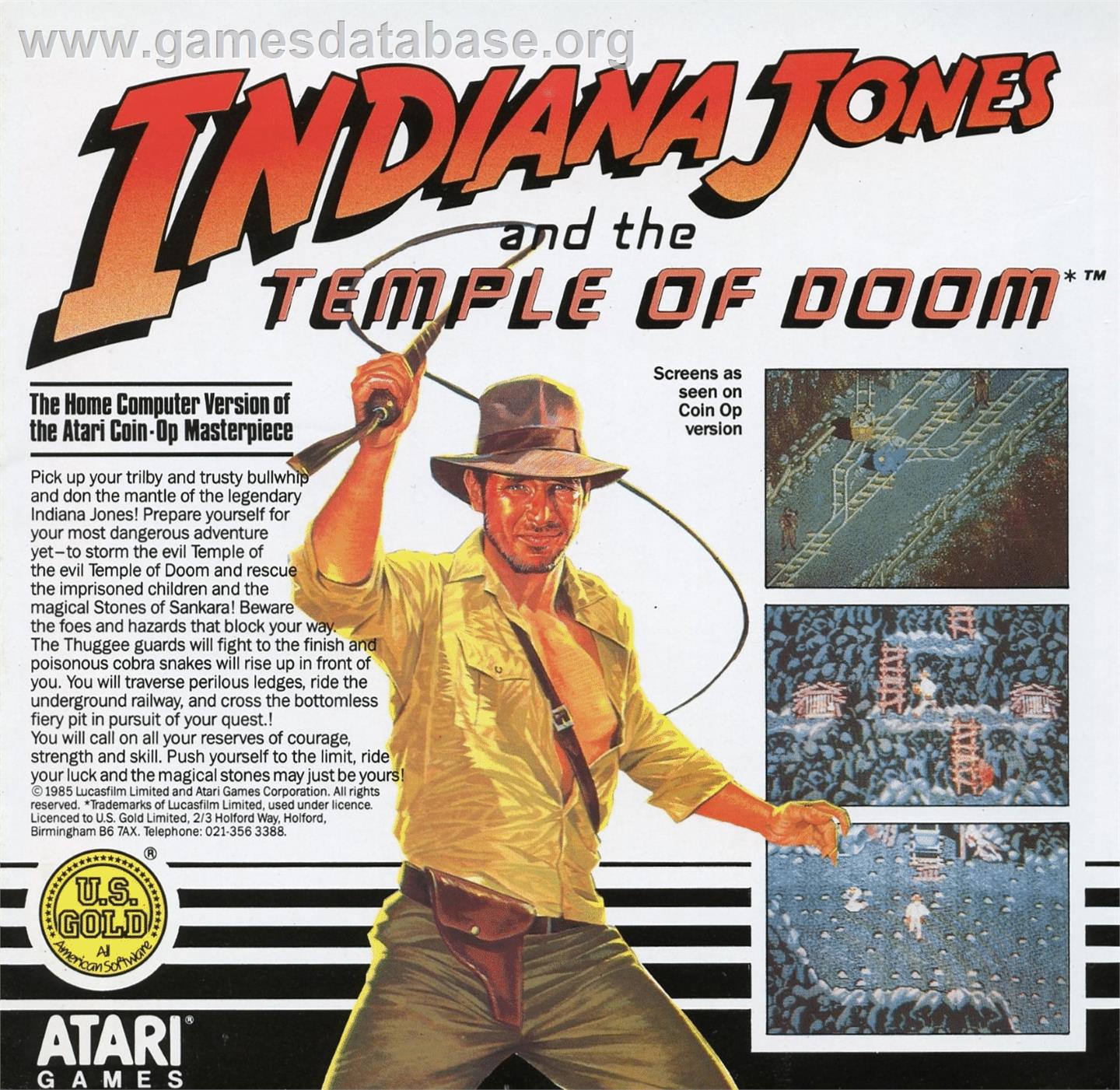 Indiana Jones And The Temple Of Doom - Atari ST - Artwork - Box Back