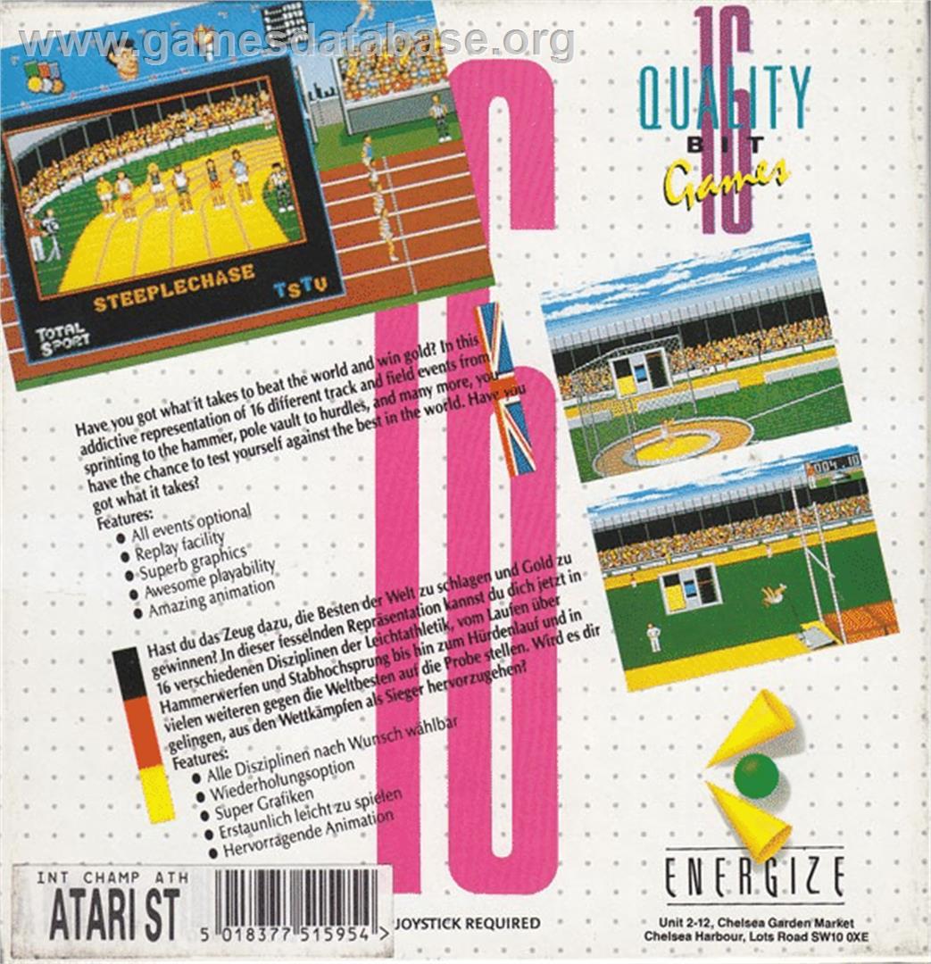 International Championship Athletics - Atari ST - Artwork - Box Back