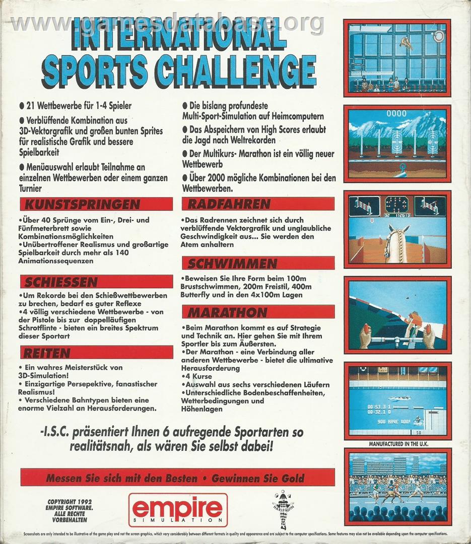 International Sports Challenge - Atari ST - Artwork - Box Back