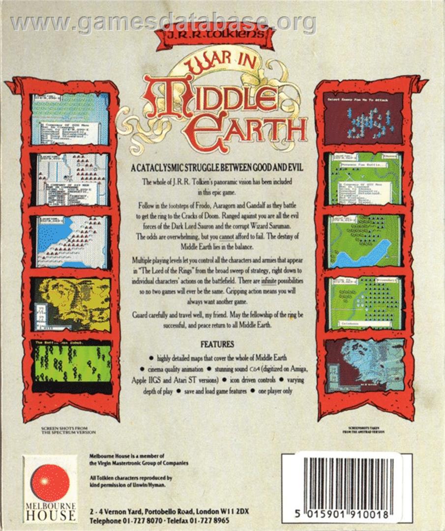 J.R.R. Tolkien's War In Middle Earth - Atari ST - Artwork - Box Back