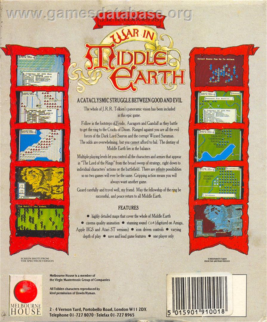 J.R.R. Tolkien's War in Middle Earth - Atari ST - Artwork - Box Back