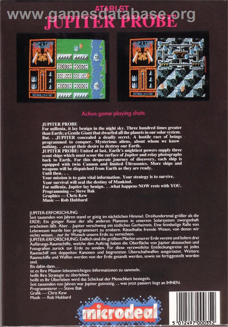 Jupiter Probe - Atari ST - Artwork - Box Back