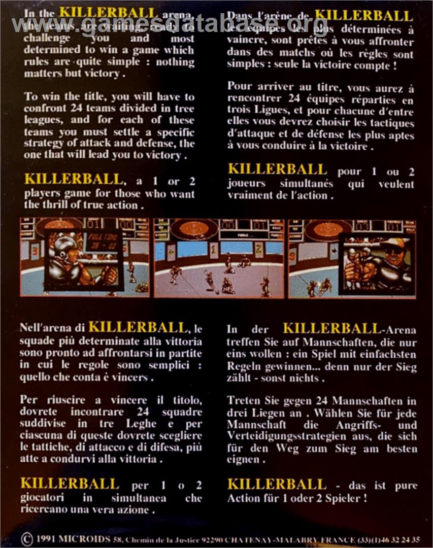 Killerball - Atari ST - Artwork - Box Back