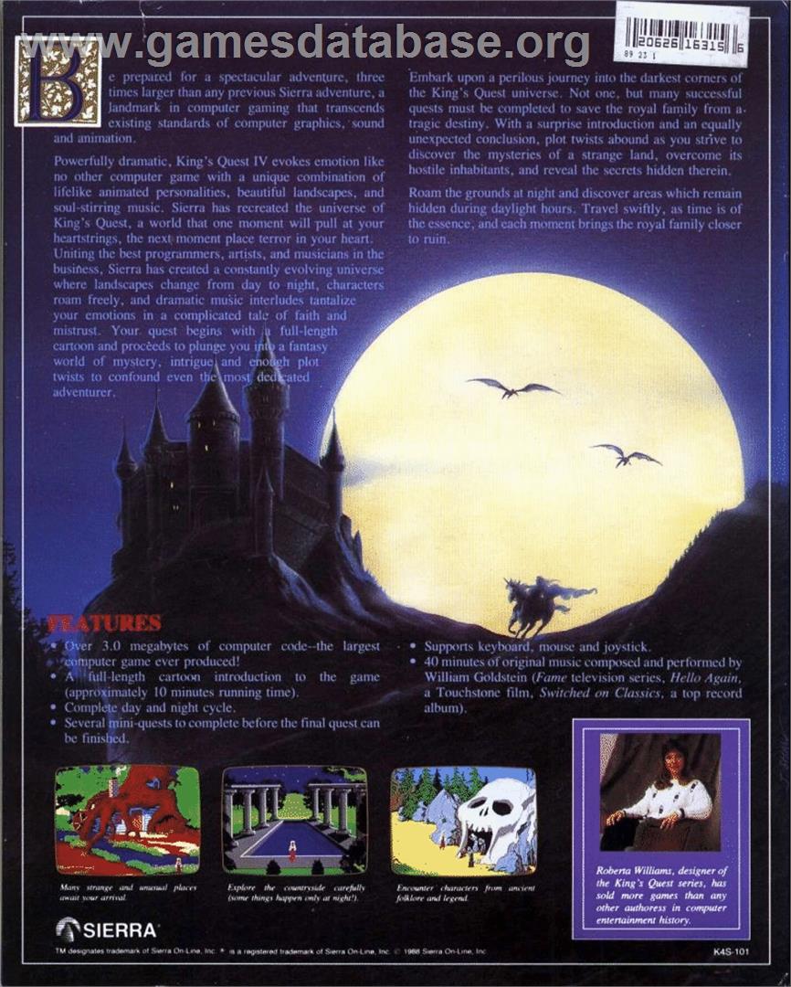 King's Quest IV: The Perils of Rosella - Atari ST - Artwork - Box Back