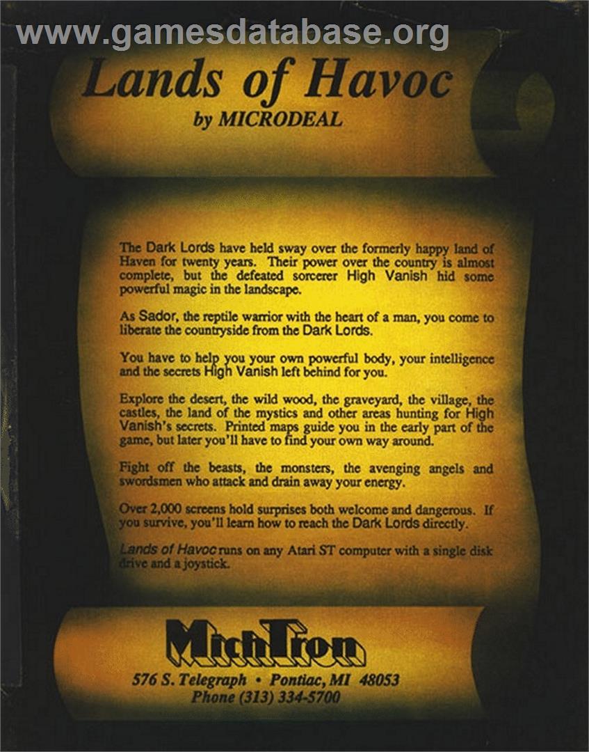 Lands of Havoc - Atari ST - Artwork - Box Back