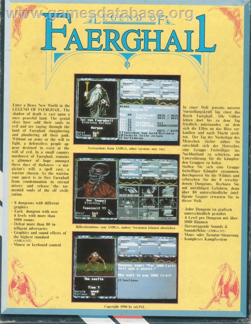Legend of Faerghail - Atari ST - Artwork - Box Back