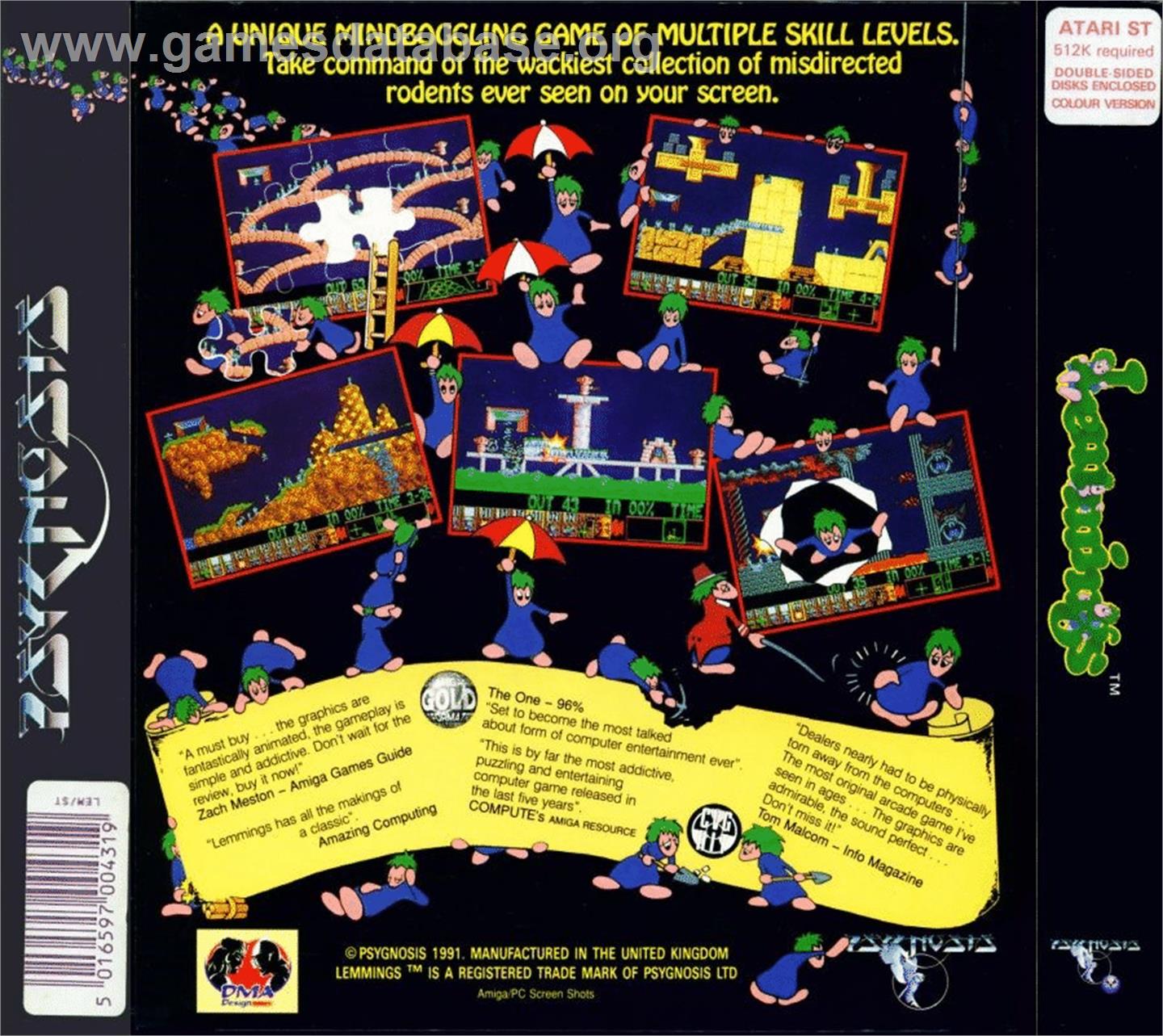 Lemmings - Atari ST - Artwork - Box Back