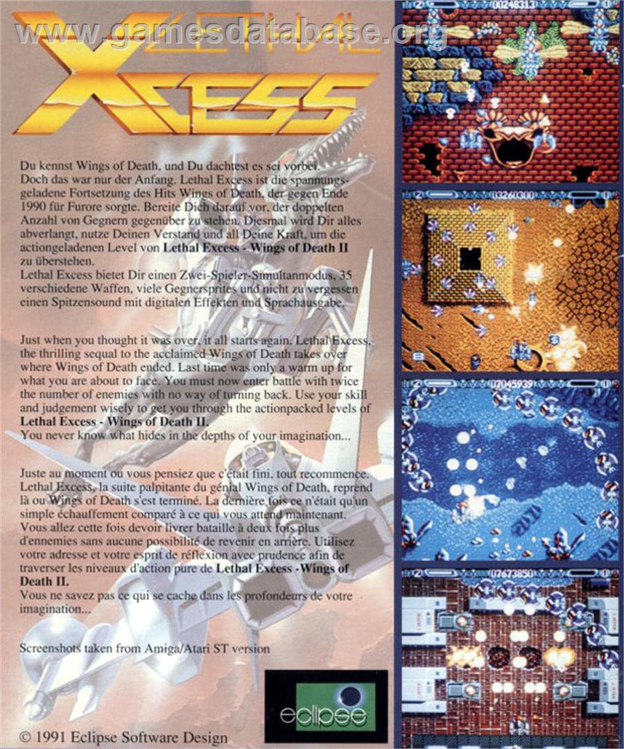 Lethal Xcess: Wings of Death 2 - Atari ST - Artwork - Box Back