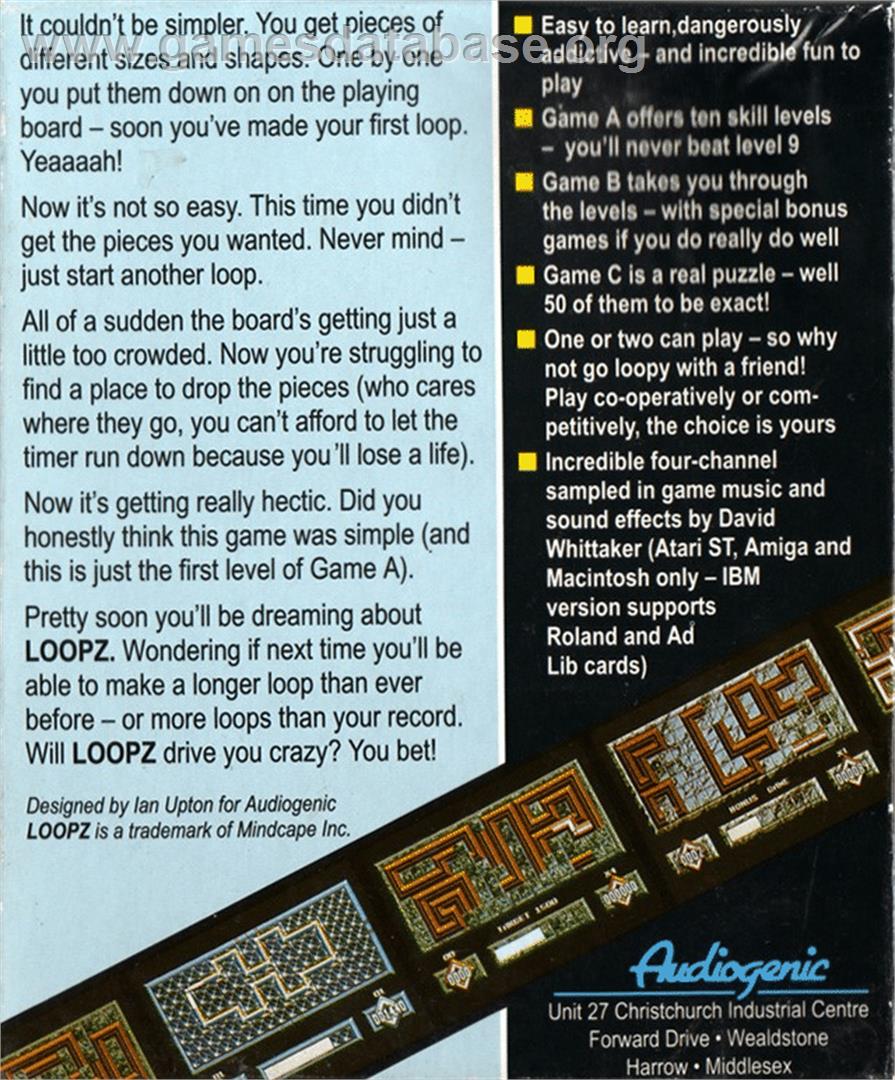 Loopz - Atari ST - Artwork - Box Back