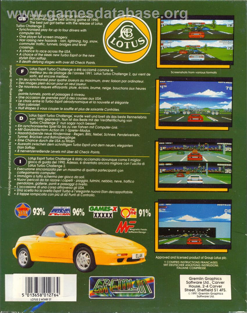Lotus Turbo Challenge 2 - Atari ST - Artwork - Box Back