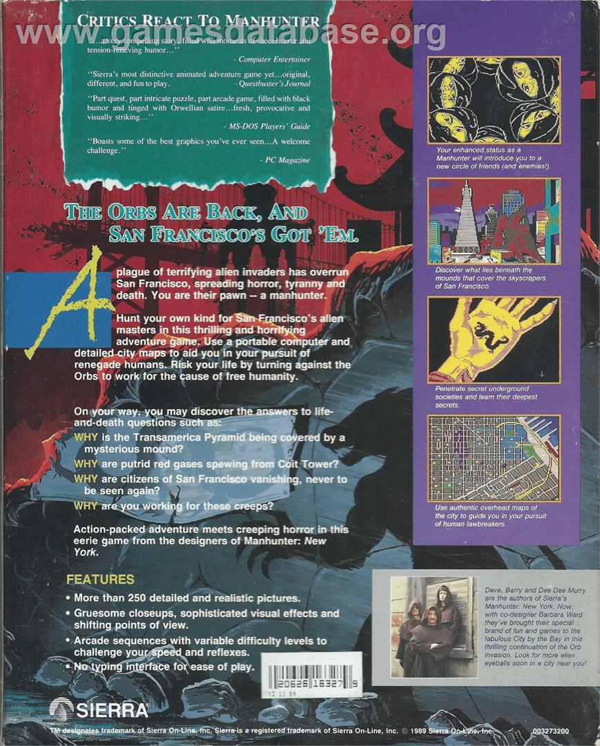 Manhunter: San Francisco - Atari ST - Artwork - Box Back