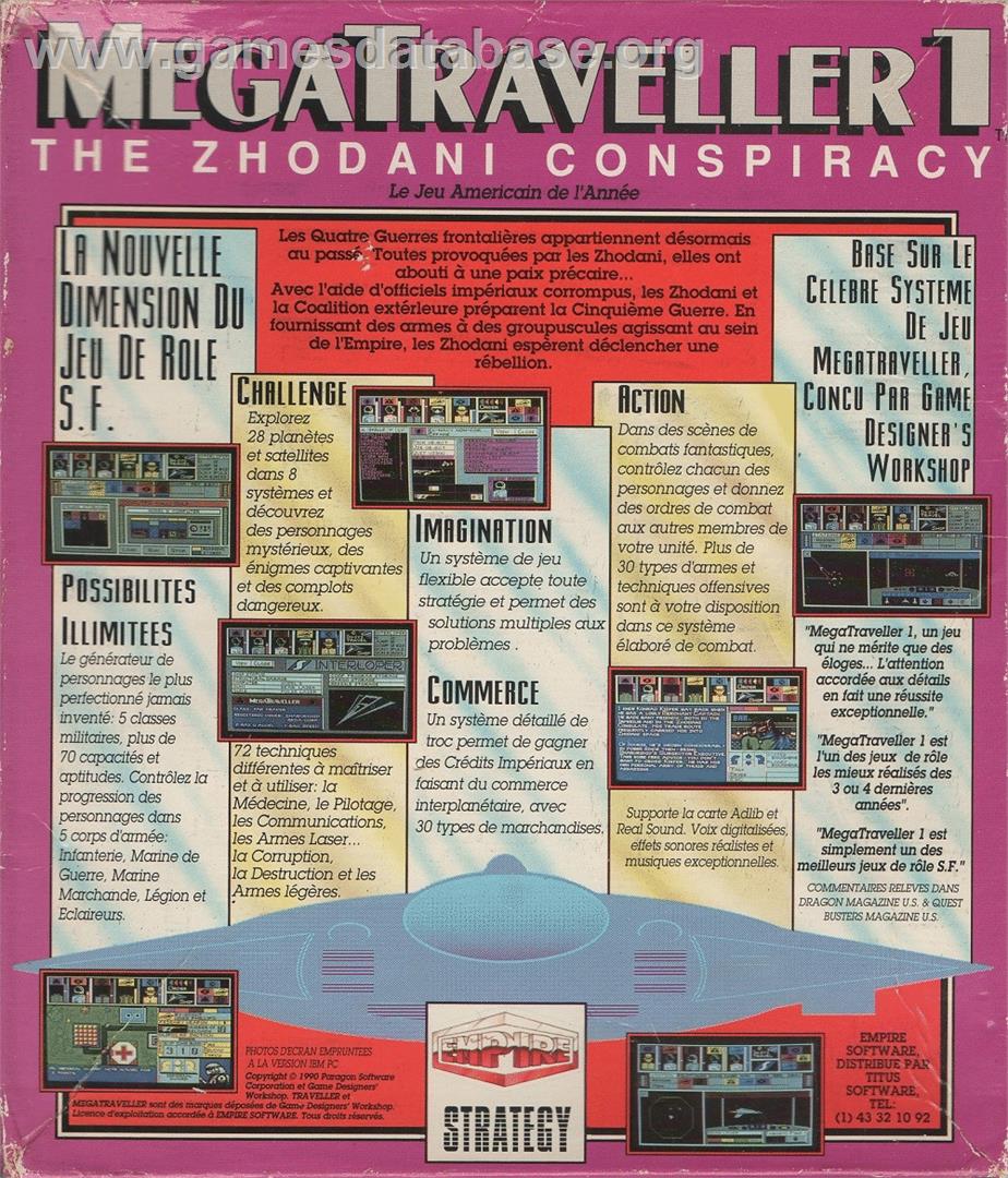MegaTraveller 1: The Zhodani Conspiracy - Atari ST - Artwork - Box Back