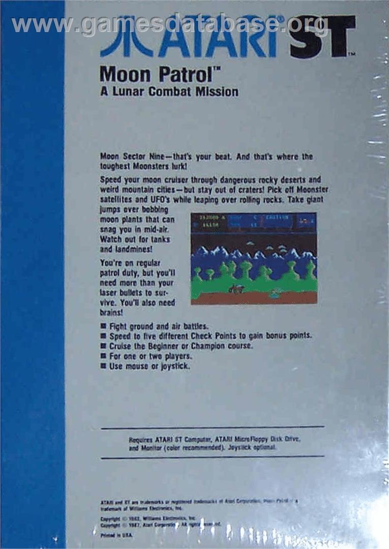 Moon Patrol - Atari ST - Artwork - Box Back
